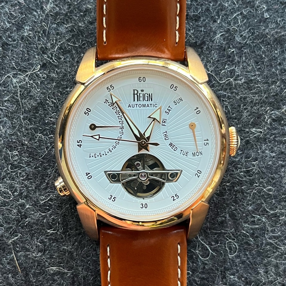 Reign Canmore (RN1805) Semi-Skeleton Automatic Watch in Rose